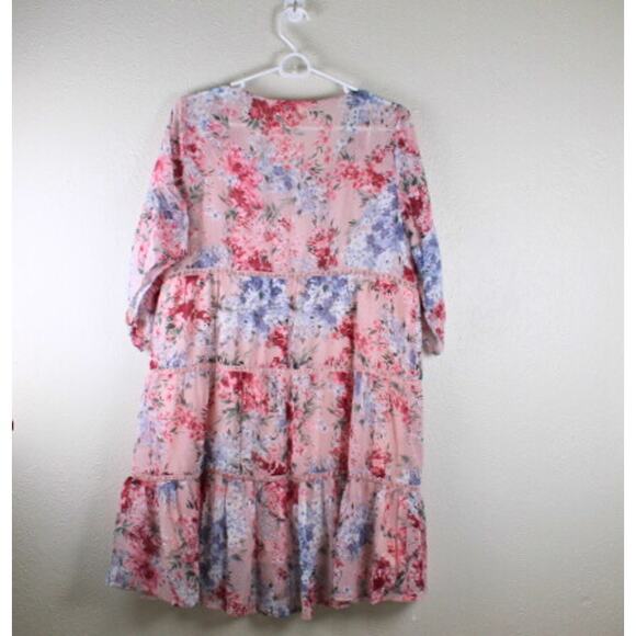 Umgee Knee Length Dress Small Floral Boho Bloomcore Pink Fairycore New Flowy - Picture 3 of 7